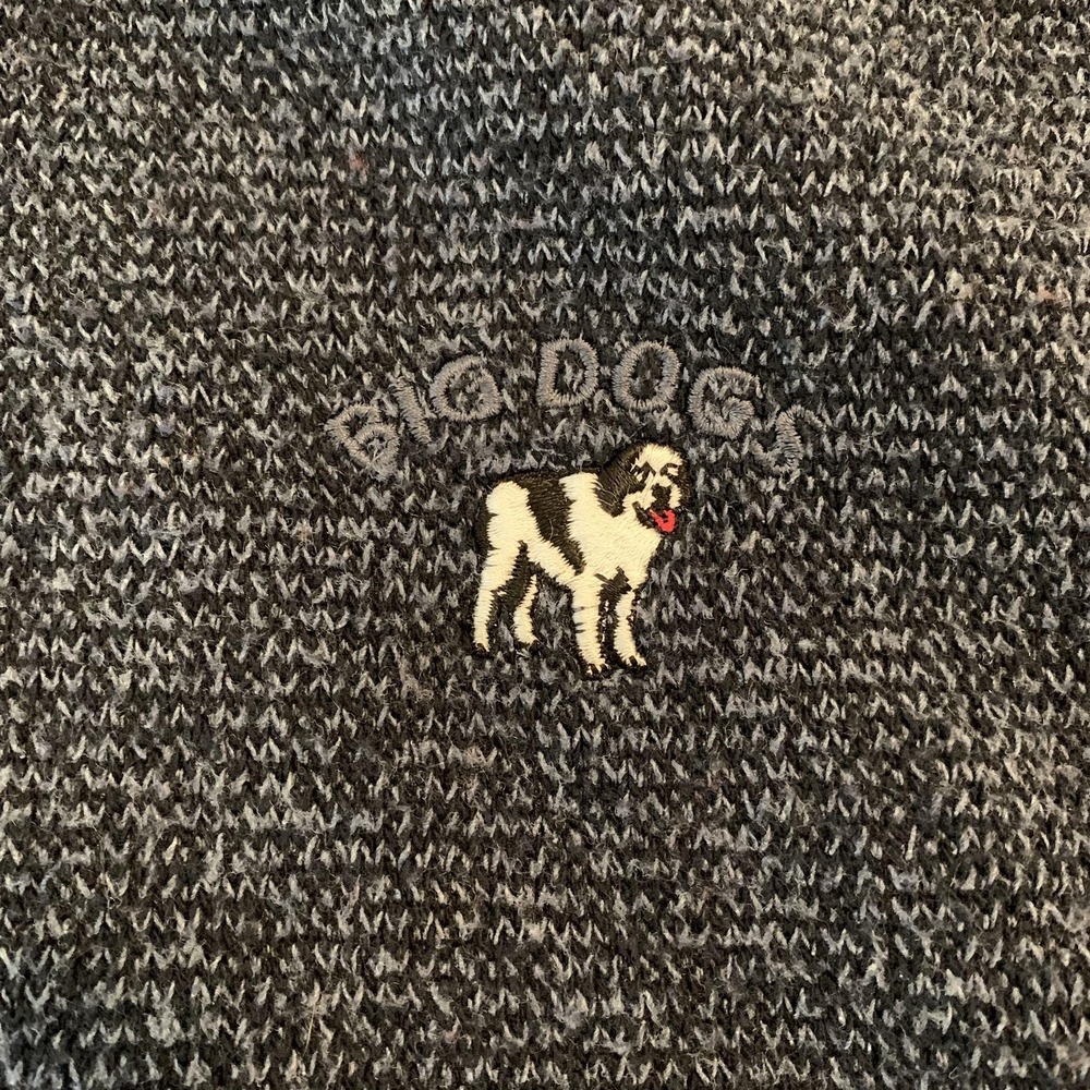Big Dogs Sweater Mens Medium Gray Knit Quarter Zip‎ Mock Neck Pullover Dog